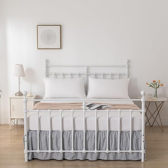 Tufted Dot Bed Skirt Queen Size Ruffled Bed Skirt - Image 5
