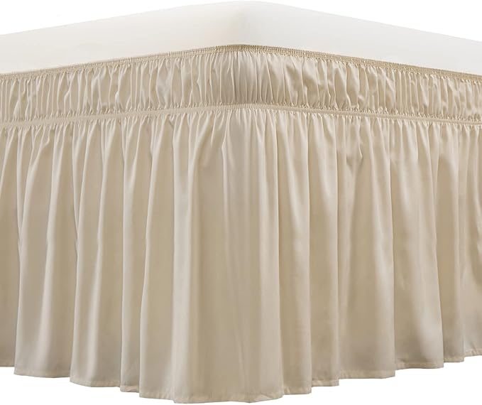 MEILA Wrap Around Bed Skirt Three Fabric Sides Elastic Dust Ruffled 16 Inch by MEILA
