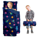 Toddler Nap Mat with Pillow and Minky Blanket, Large 55"x35" Sleeping Bag by Beavtaens