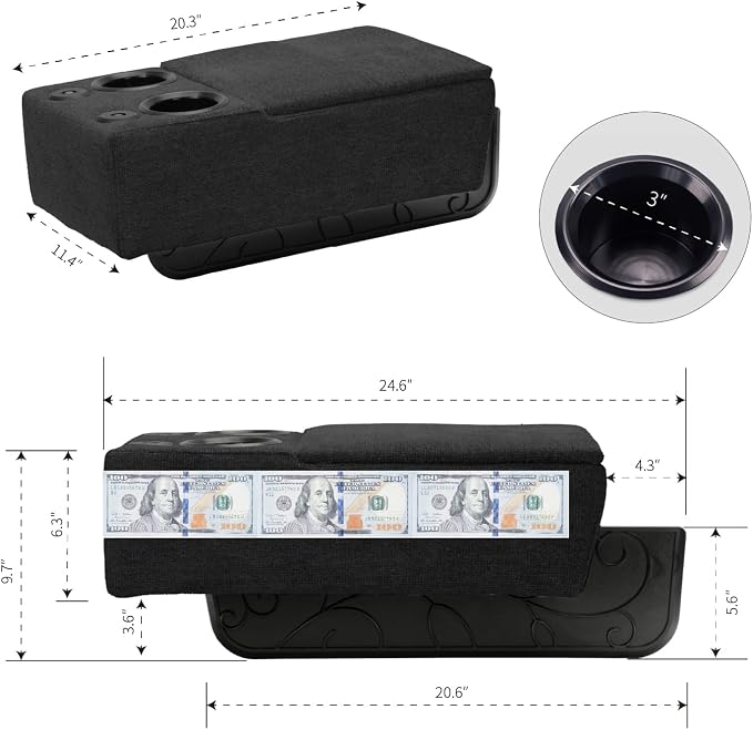 Removable Sofa Armrest with Cup Holder, PU Leather Multifunctional Couch Caddy - Image 2