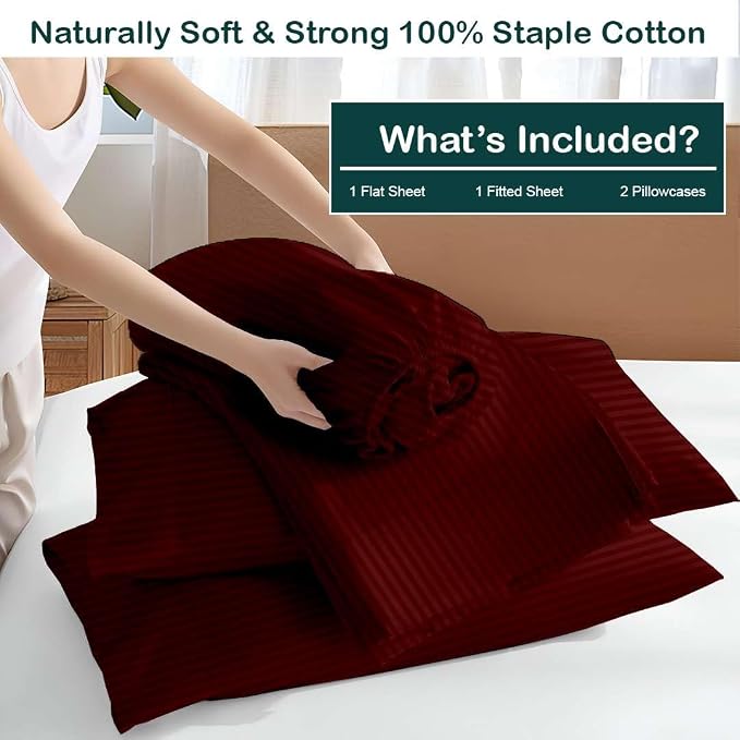 NON Sticky cotton Twin Size Sleeper Sofa Sheets, 4 Piece Egyptian Cotton Bed - Image 3