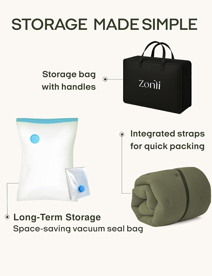 ZonLi Japanese Floor Futon Mattress Full Size 80"x 54", 100% Cotton Cover 2.5'' - Image 9
