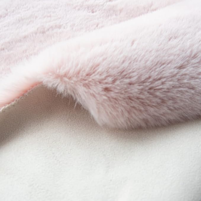 Pink Fuzzy Faux Washable Fluffy Fur Area Rugs - Image 3