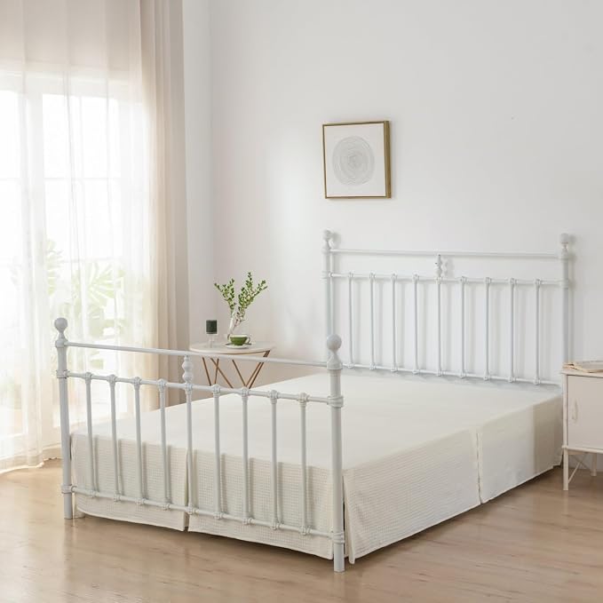 Bed Skirt King Size, Pleated Waffle Weave Bed Skirt - Image 3