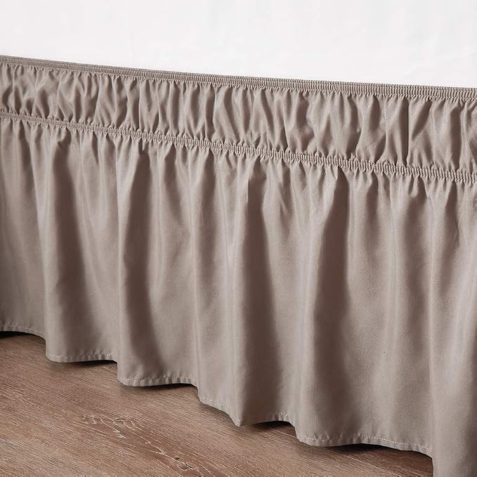 MEILA Wrap Around Bed Skirt Three Fabric Sides Elastic Dust Ruffled 18 Inch - Image 3