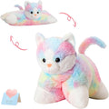 Glow Guards 16" Rainbow Cat Plush Pillow, Cute Kitty Stuffed Animal Soft Lovely by GlowGuards