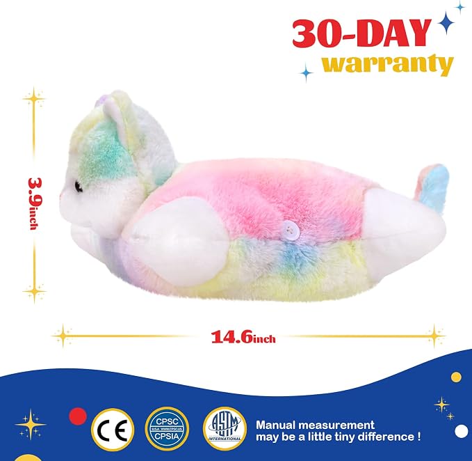 Glow Guards 16" Rainbow Cat Plush Pillow, Cute Kitty Stuffed Animal Soft Lovely - Image 4