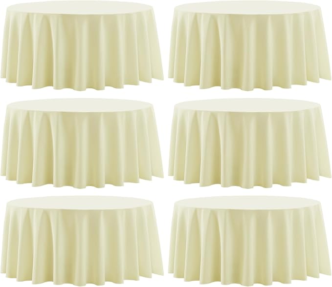 Round Tablecloth 120 Inch Tablecloth 6 Pack Ivory Table Cloths Washable by AOCOZHomeLifeMuseum