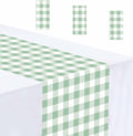 3 Pcs Sage Green and White Checkered Table Runner Plastic 14 x 108 Disposable by MUNILAIL