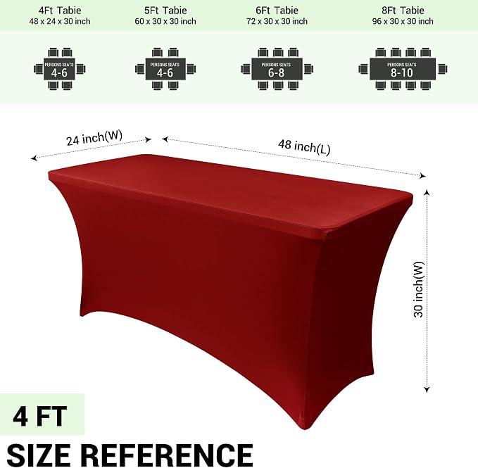 Obstal Spandex Table Cover 4ft Fitted Tablecloth Rectangular - Image 4