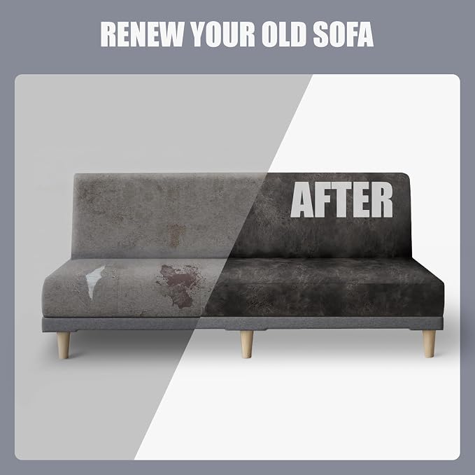 molasofa Leather Like Stretch Futon Slipcover Armless Futon Bed Sofa Cover - Image 6