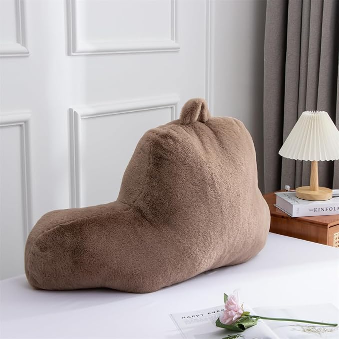 Holawakaka Large Faux Fur Bed Rest Pillow - Image 3