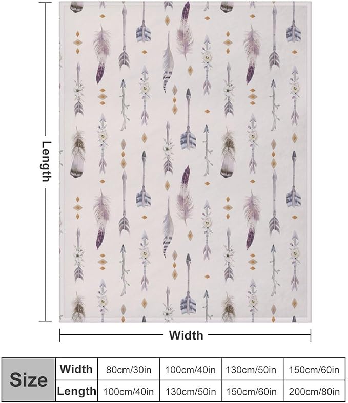 Boho Tribe Blanket, Bohemian Aztec Ethnic Tribe Native Tribal Arrows Feathers - Image 2