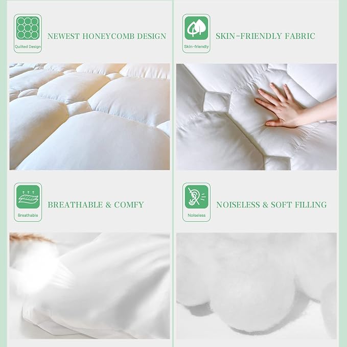 UNILIBRA King Size Mattress Pad Cooling Rayon from Bamboo, Quilted Fitted - Image 5