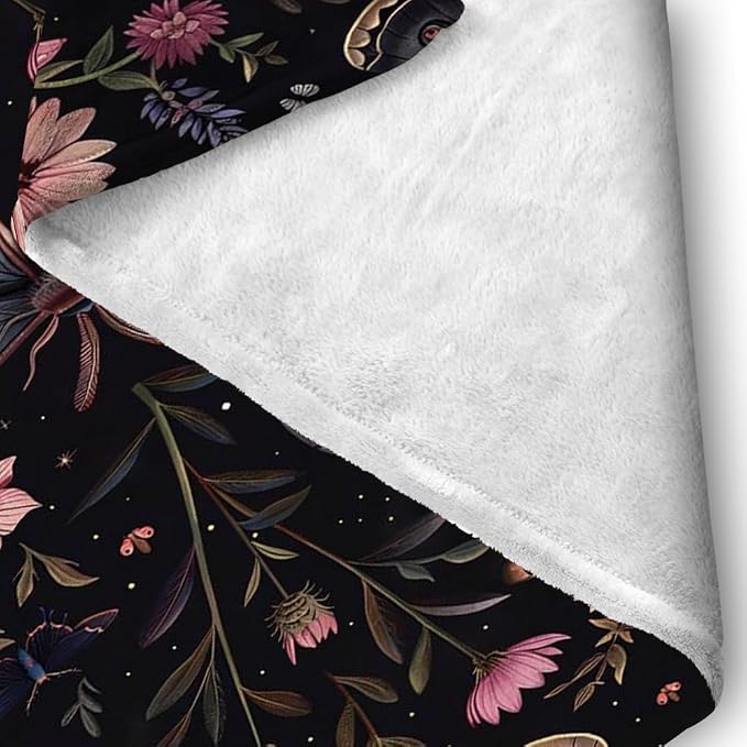 Moon Moth Throw Blanket 40"x50" Soft Cozy Lightweight Flannel, Mystical Night - Image 7