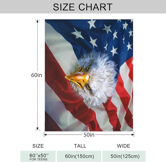 American Flag Throw Blanket for Couch, Super Soft Fuzzy Throws Warm Comfortable - Image 4