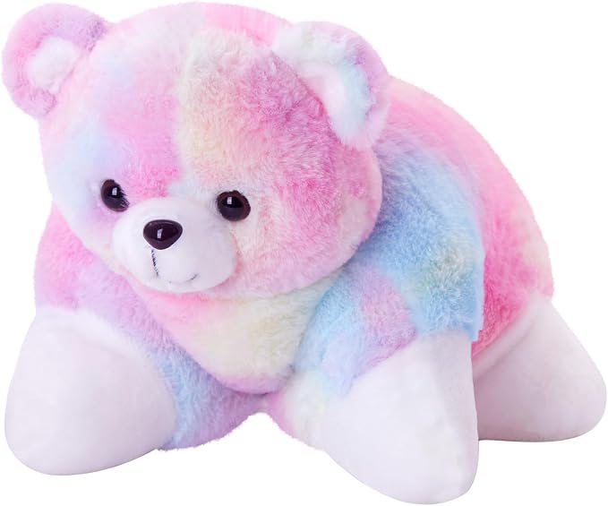 Glow Guards 15" Rainbow Teddy Bear Plush Pillow, Cute Stuffed Animal Soft by GlowGuards