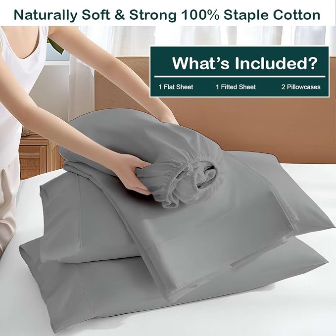 NON Sticky cotton Full Size Sleeper Sofa Sheets, 4 Piece Egyptian Cotton Bed - Image 3