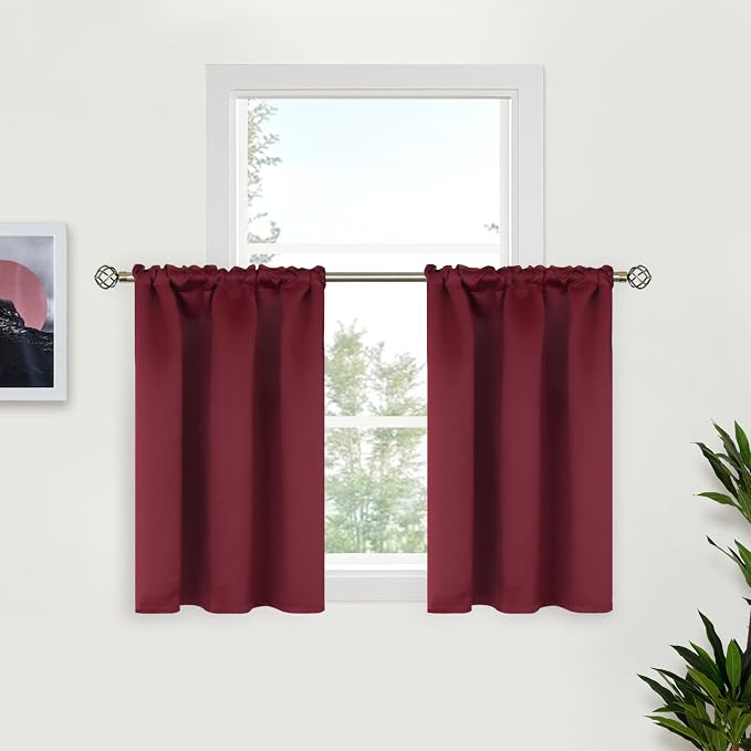 BGment Burgundy Kitchen Window Curtains Over Sink by BGment