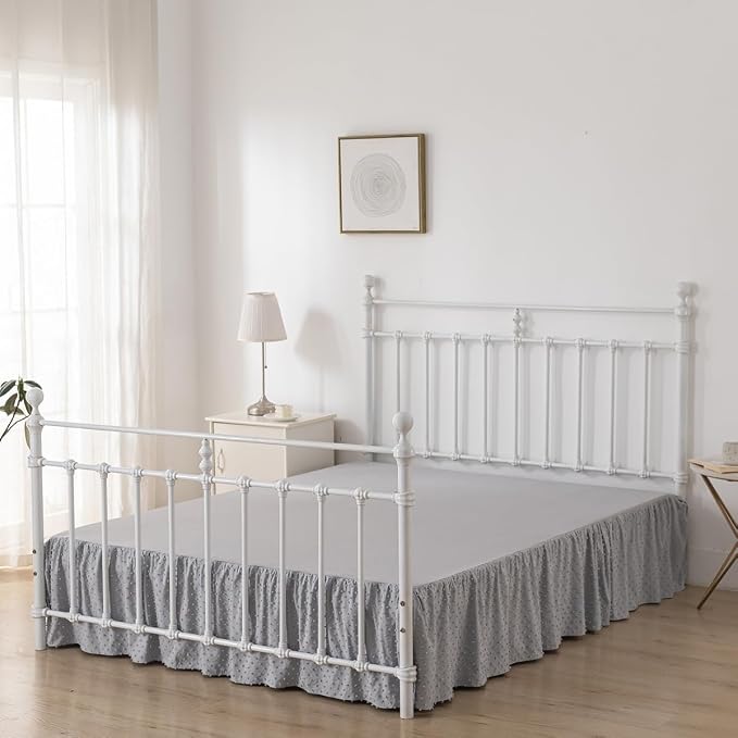 Tufted Dot Bed Skirt Queen Size Ruffled Bed Skirt - Image 3
