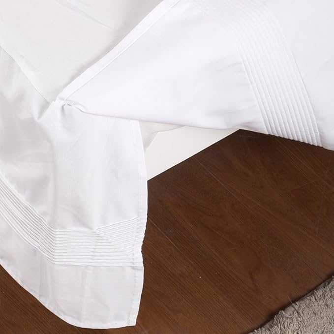 Valea Home Bed Skirt with Stitch on White Dust Ruffle with Split Corner - Image 5