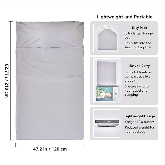 Sleeping Bag Liner Camping Adult Sleep Sack Lightweight Travel Sheet - Image 2