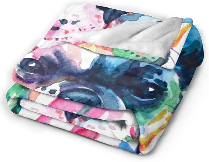 HGOD DESIGNS Watercolor French Bulldog Fleece Throw Blanket Ultra Soft Cozy - Image 4