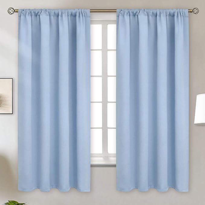 BGment Baby Blue Blackout Curtains 63 Inch Length by BGment