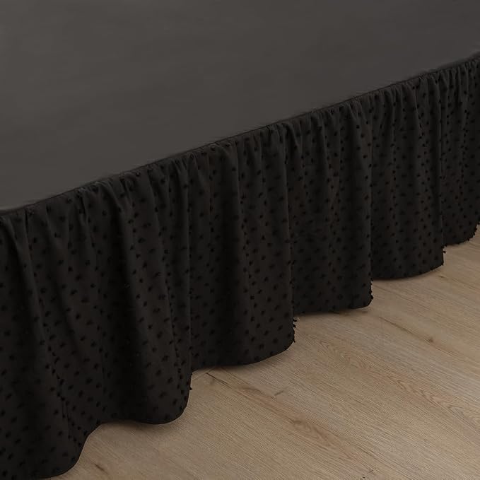 Tufted Dot Bed Skirt Queen Size Ruffled Bed Skirt - Image 3