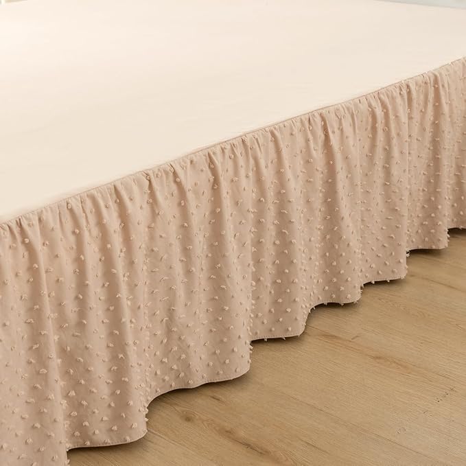 Tufted Dot Bed Skirt Full Size, Ruffled Bed Skirt - Image 3