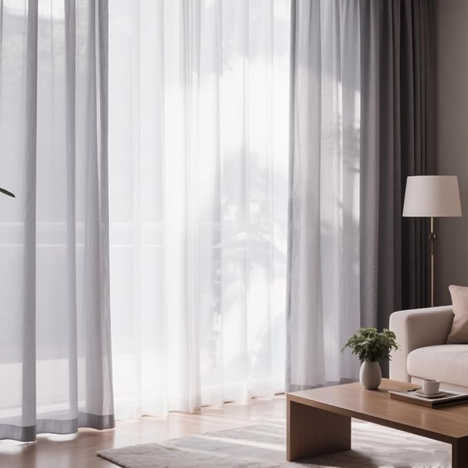 Dreaming Casa Grey Sheer Curtains 84 Inches Long, Rod Pocket & Back Tab Light - Image 9