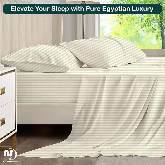 NON Sticky cotton Full Size Sleeper Sofa Sheets, 4 Piece Egyptian Cotton Bed - Image 5