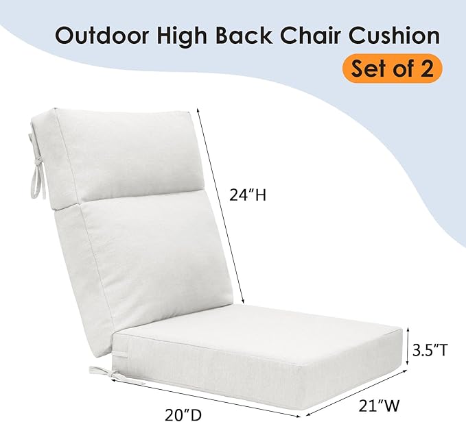 Outdoor High Back Chair Cushion Seat Pads, 44 x 21 Inch Water-Repellent & - Image 5