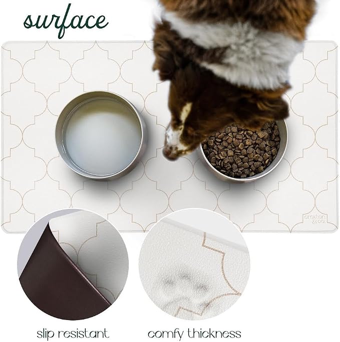 CROXTON & CO. Non-Slip Faux Leather Pet Feeding Mat - Image 5