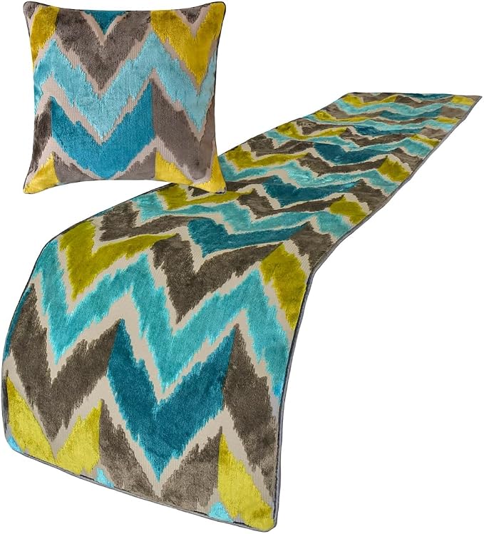 The HomeCentric King/Queen/Twin Blue Decorative CA King 86"x18" Bed Runner - Image 4