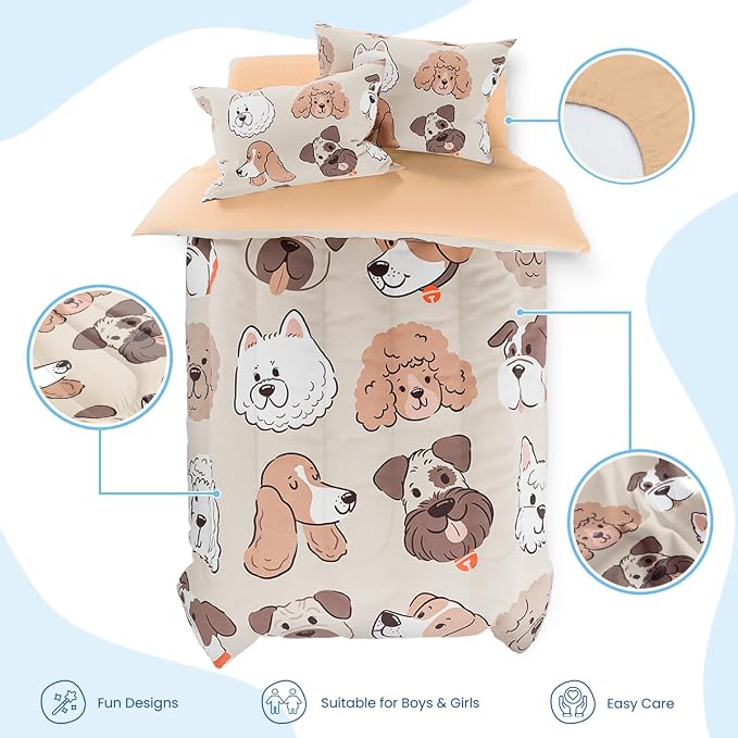 Dog Kids Bedding Set for Girls Boys, Ultra Soft Microfiber Comforter Set Twin - Image 2