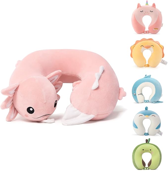 Niuniu Daddy Axolotl Kids Travel Pillow Road Trip Essentials by NiuniuDaddy