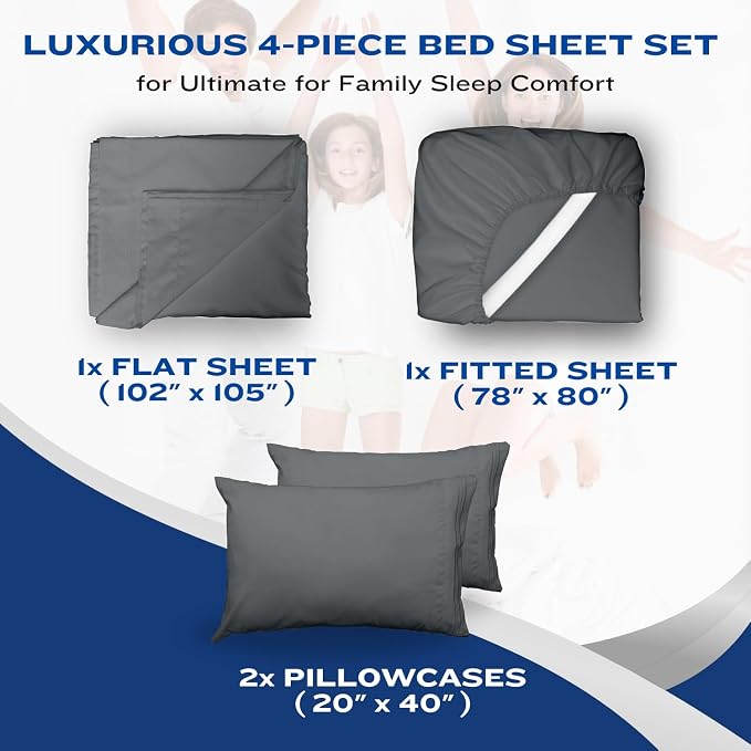 DREAMCARE King Size Sheets Set – 4 pcs Cooling Sheets – up to 21” Deep Pocket - Image 8