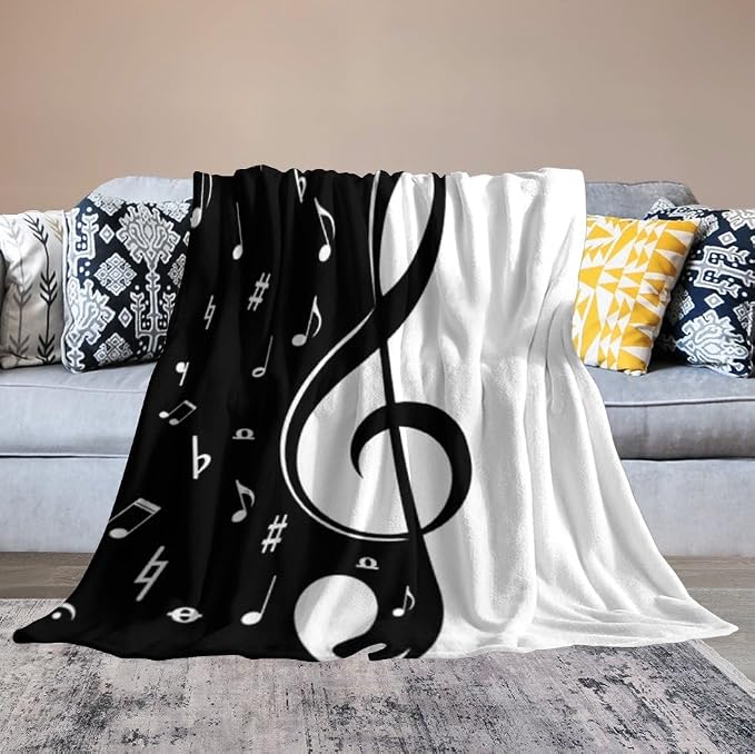 Music Blanket Abstract Funny Black White Music Note Art Printed Soft Cozy - Image 4