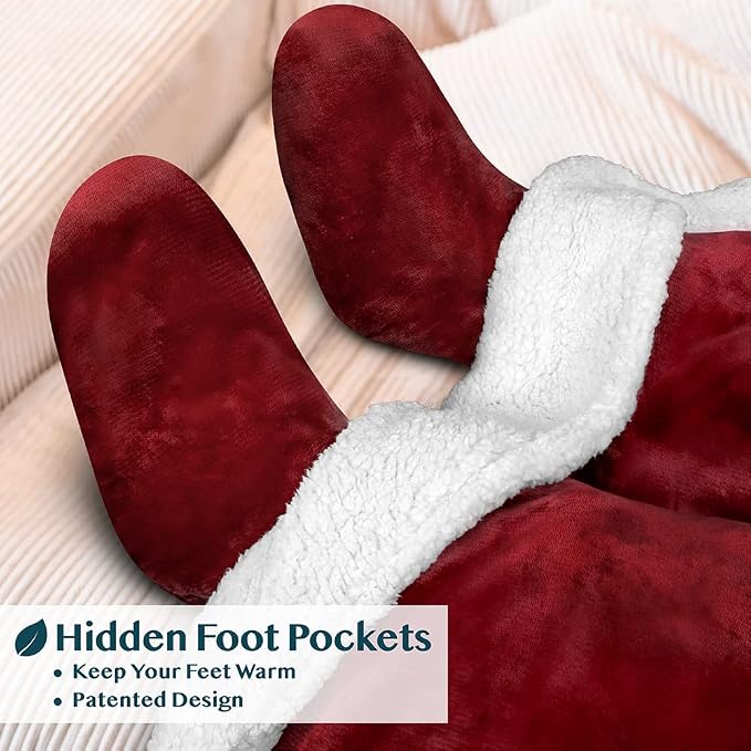 PAVILIA Sherpa Blanket with Sleeves, Foot Pocket - Image 2
