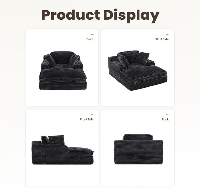 67" Chaise Lounge Chair Indoor, Cozy Oversized Fluffy Sofa - Image 8