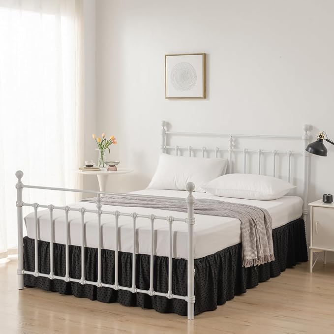 Tufted Dot Bed Skirt King Size Ruffled Bed Skirt - Image 7