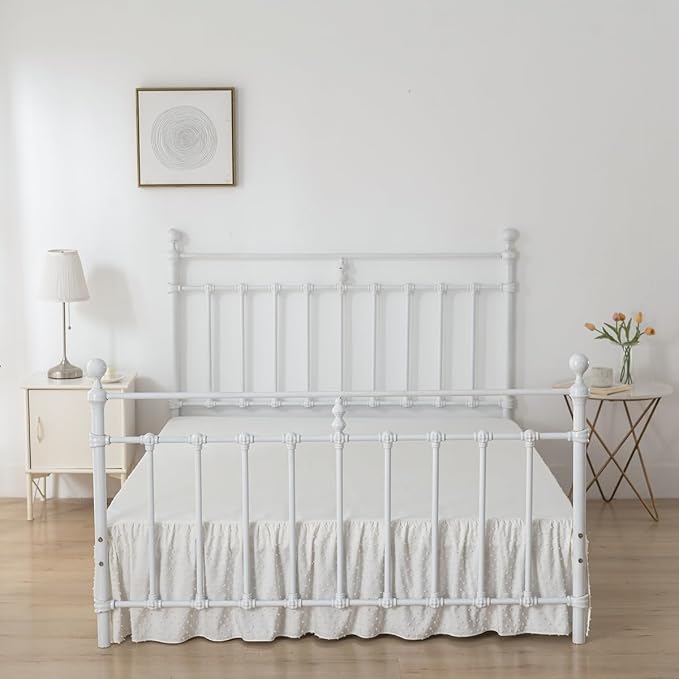Tufted Dot Bed Skirt King Size Ruffled Bed Skirt - Image 3