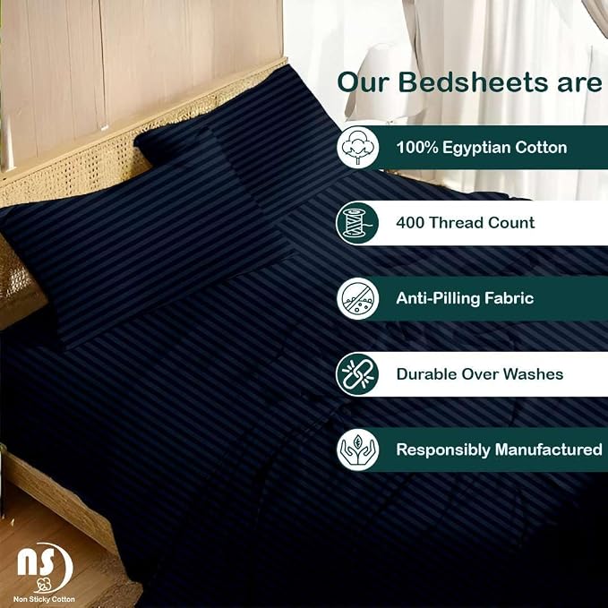 NON Sticky cotton Full Size Sleeper Sofa Sheets, 4 Piece Egyptian Cotton Bed - Image 2
