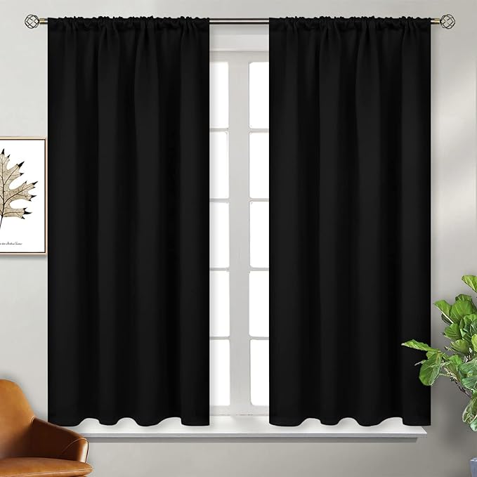 BGment Black 54 Inches Length Blackout Curtains - Image 6