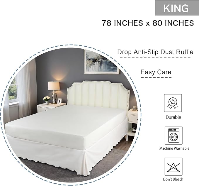 HIG Off-White Chic King Bed Skirt - Image 2