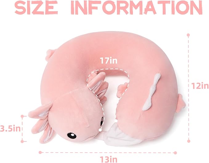 Niuniu Daddy Axolotl Kids Travel Pillow Road Trip Essentials - Image 3
