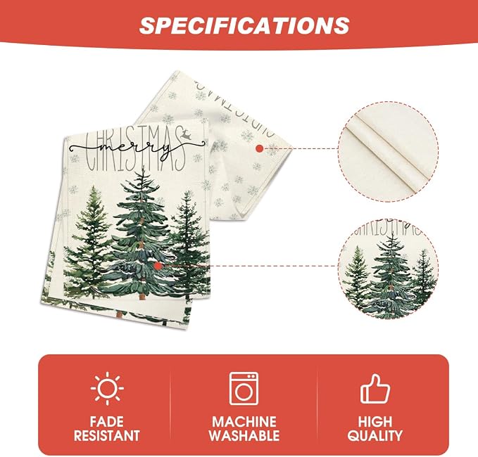 Artoid Mode Beige Pine Tree Snowflake Merry Christmas Table Runner, Seasonal - Image 5
