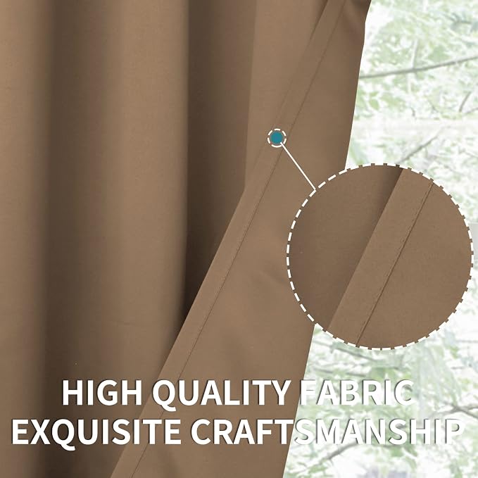 BGment Taupe Blackout Curtains 63 Inches Length 2 Panels - Image 6