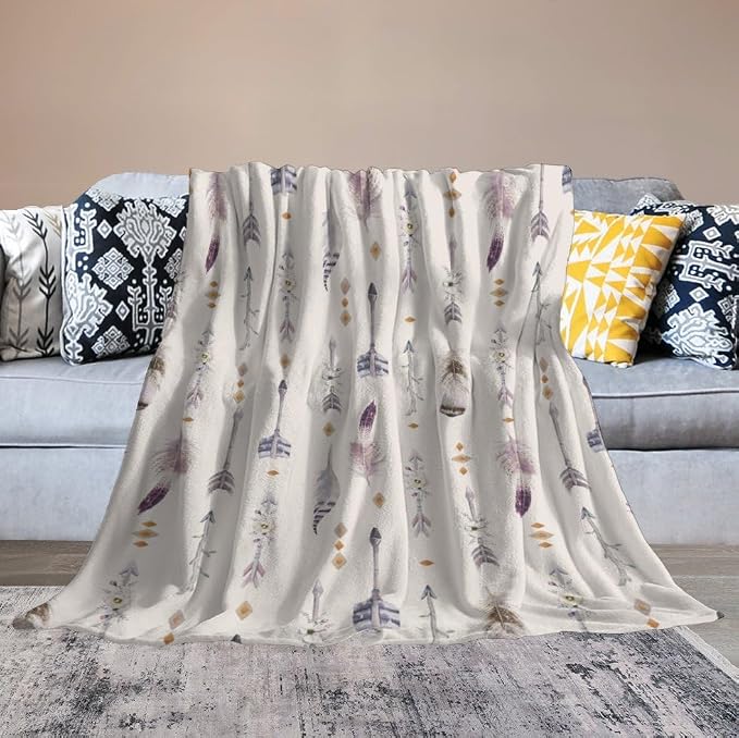 Boho Tribe Blanket, Bohemian Aztec Ethnic Tribe Native Tribal Arrows Feathers - Image 6